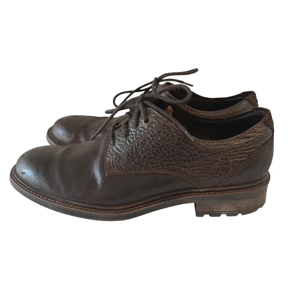 Josef Seibel Mens Brown Leather Mixed Texture Lace Up Oxford Shoes EU 44 US 11